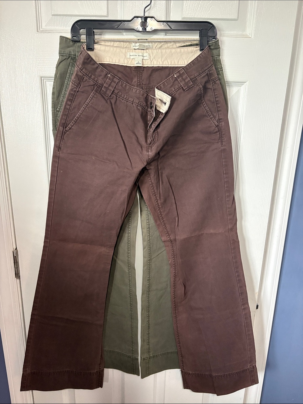 Lot of Wide-Leg Cotton Pants - Brown and Olive